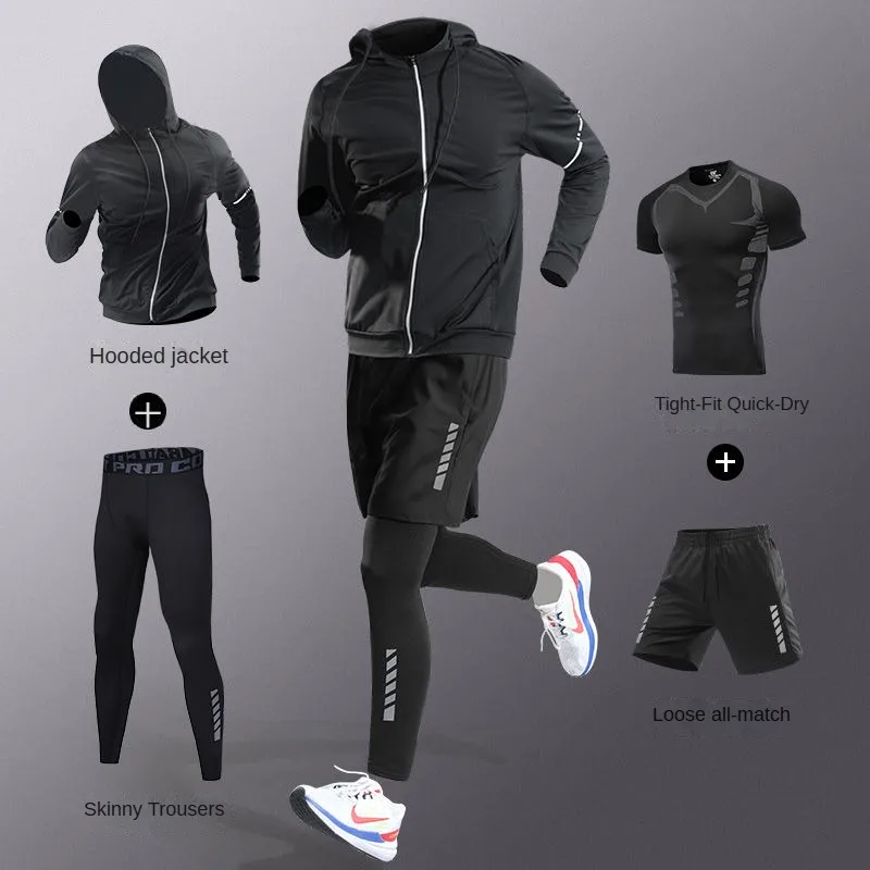 Running Jogging Gear - 3-7Pcs Men's Ice Fiber Quick-Dry Running