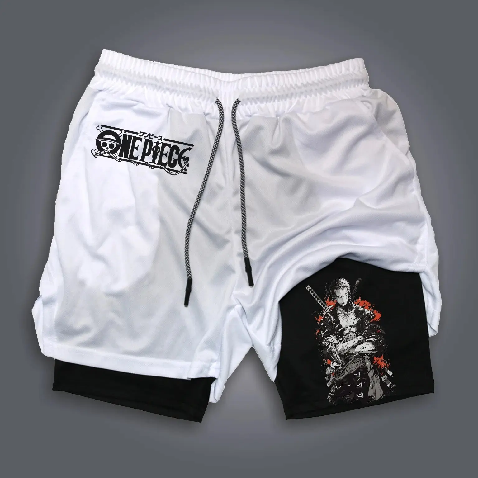 Running Cap Mesh - One Piece Anime Mens Gym Shorts