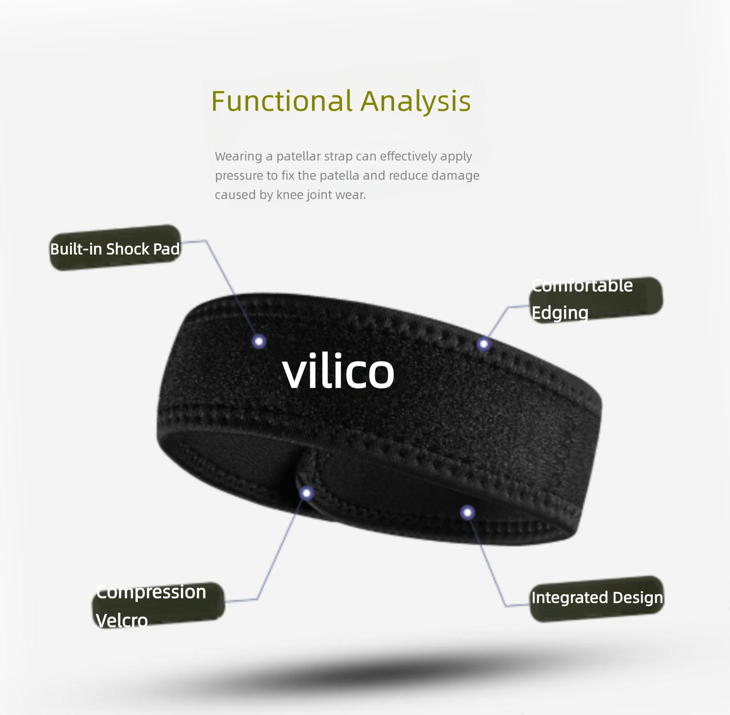 1PC Patella Kneecap Band Silic - Running Gear Gym recension och pris