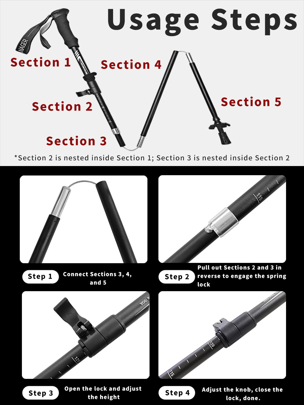 Foldable Trekking Pole 7075 Al - Trekking Pole Carbon recension och pris
